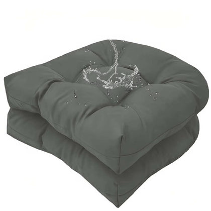 TESICA set of two outdoor cushions with tufted detailing and waterproof fabric for durable patio comfort.