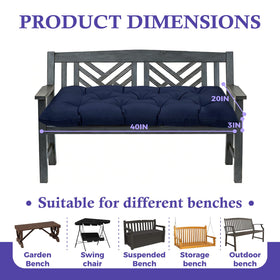 TESICA navy soft cotton-fiber fill bench cushion for balanced comfort.