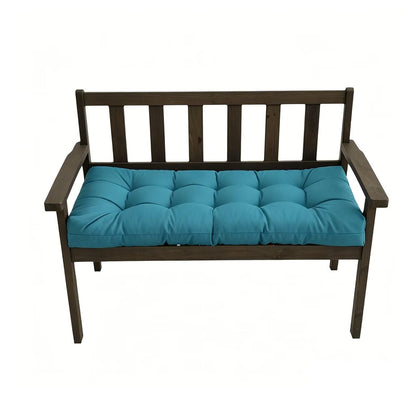 TESICA teal patio bench cushion 40x20 inches on a garden bench for outdoor comfort