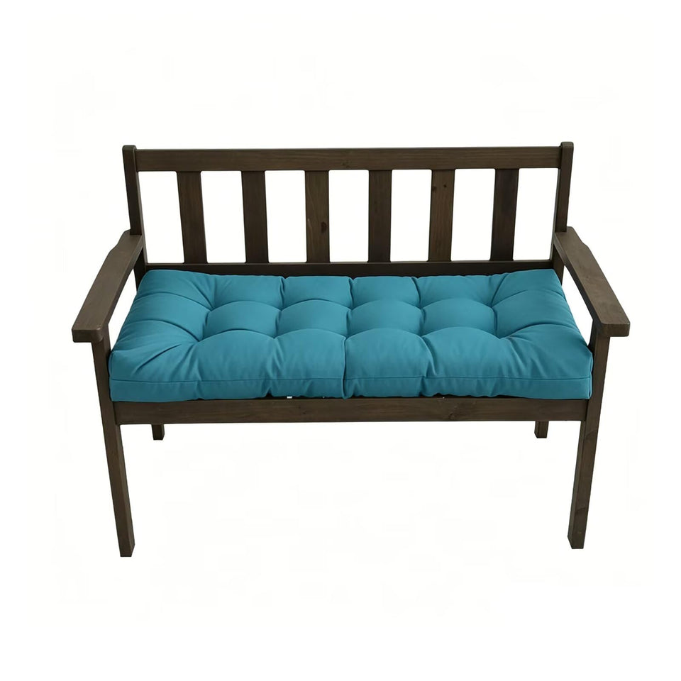 TESICA teal patio bench cushion 40x20 inches on a garden bench for outdoor comfort