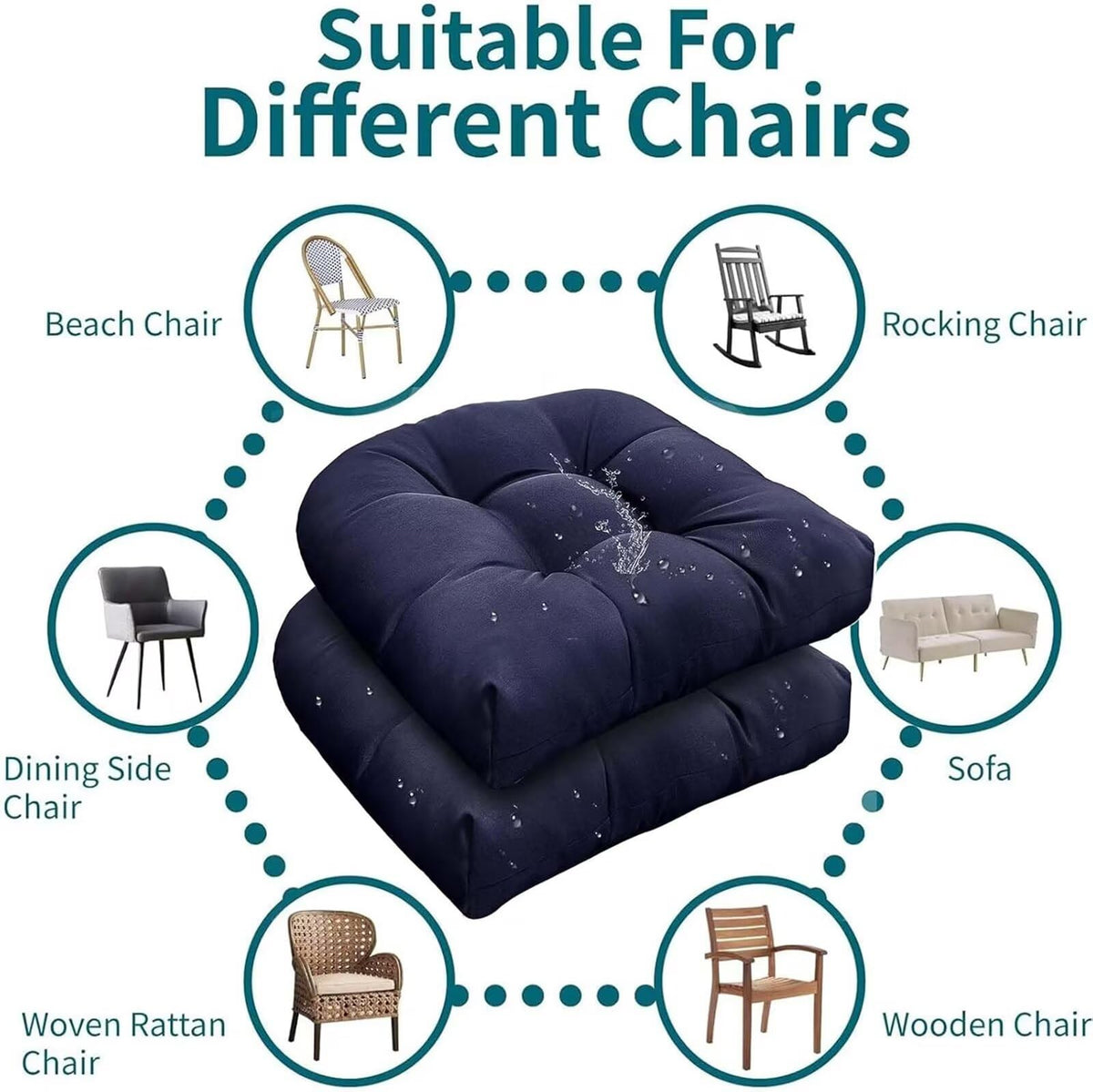 TESICA teal U-shaped cushion arriving vacuum-packed and easy to recover