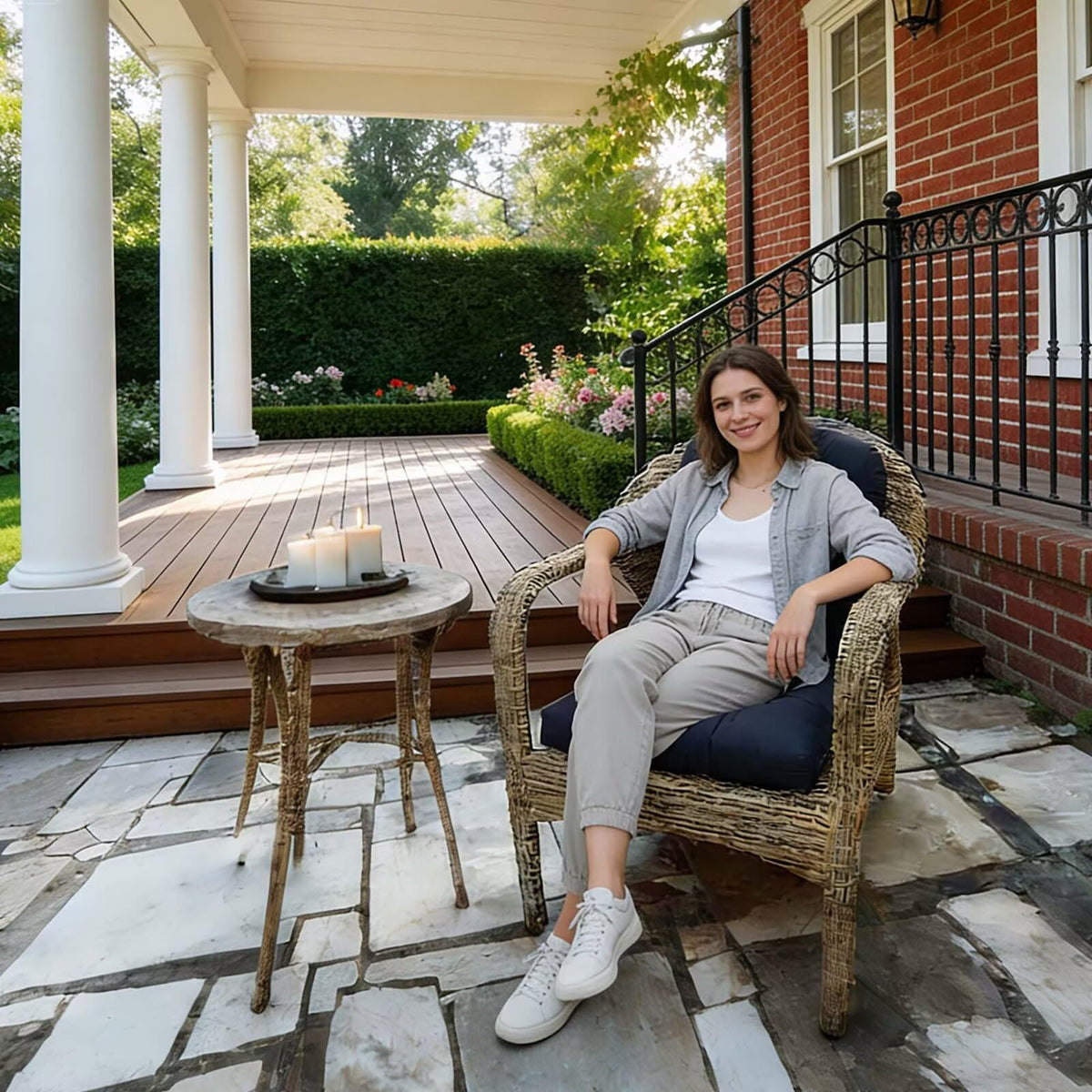 TESICA wicker-chair cushion with tufted 18x18 fit for patio furniture