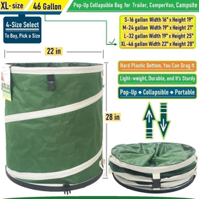 Tespher hard-shell bottom bag features four reinforced handles for heavy yard waste.