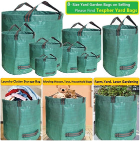 Tespher leaf bag with four reinforced handles for sturdy yard work.