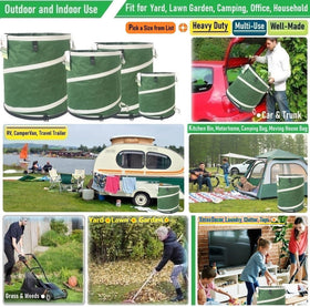 Tespher pop-up garden bag with drawstring cover ready to secure waste.
