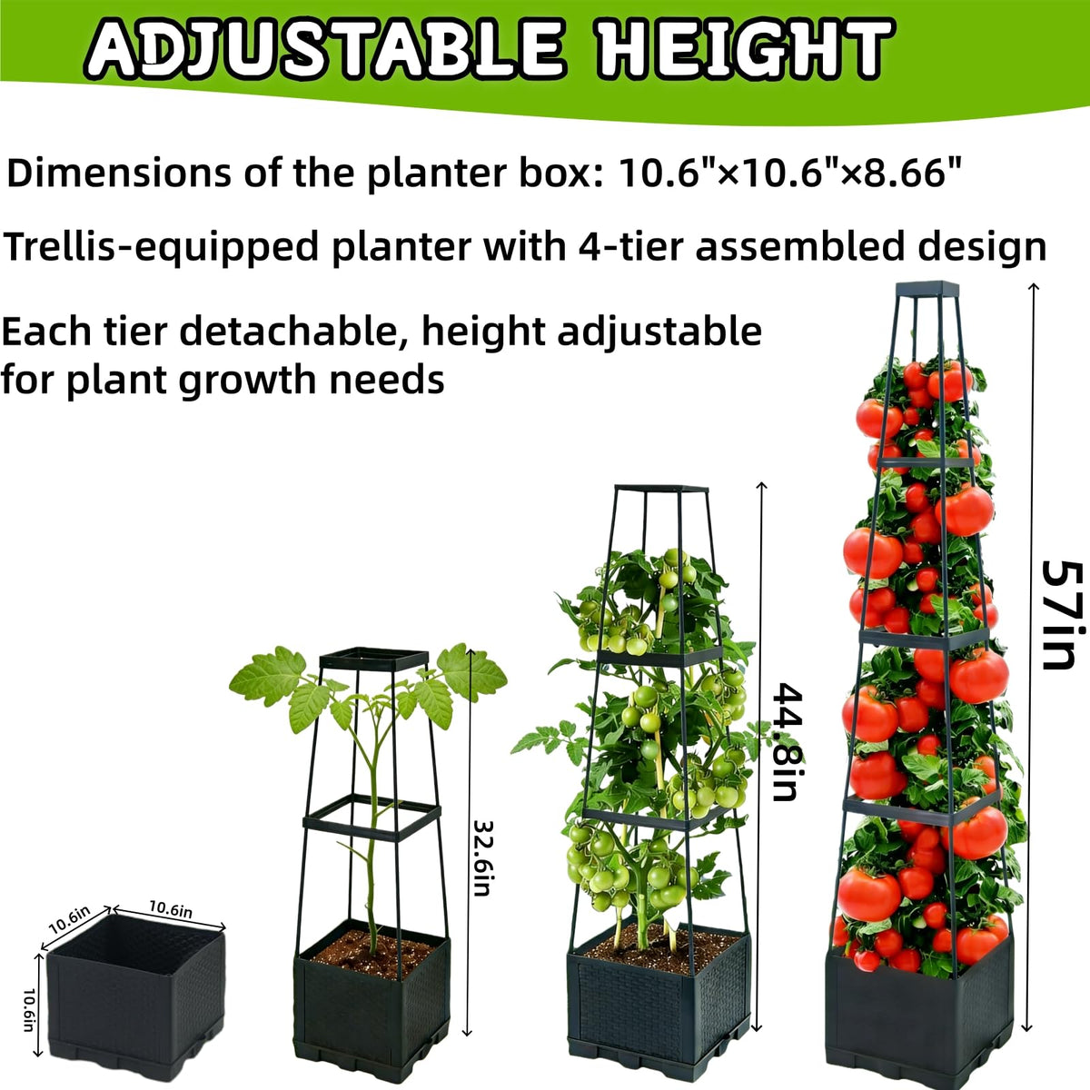 TESSTSY tomato planter box with self-watering reservoir keeps plants hydrated