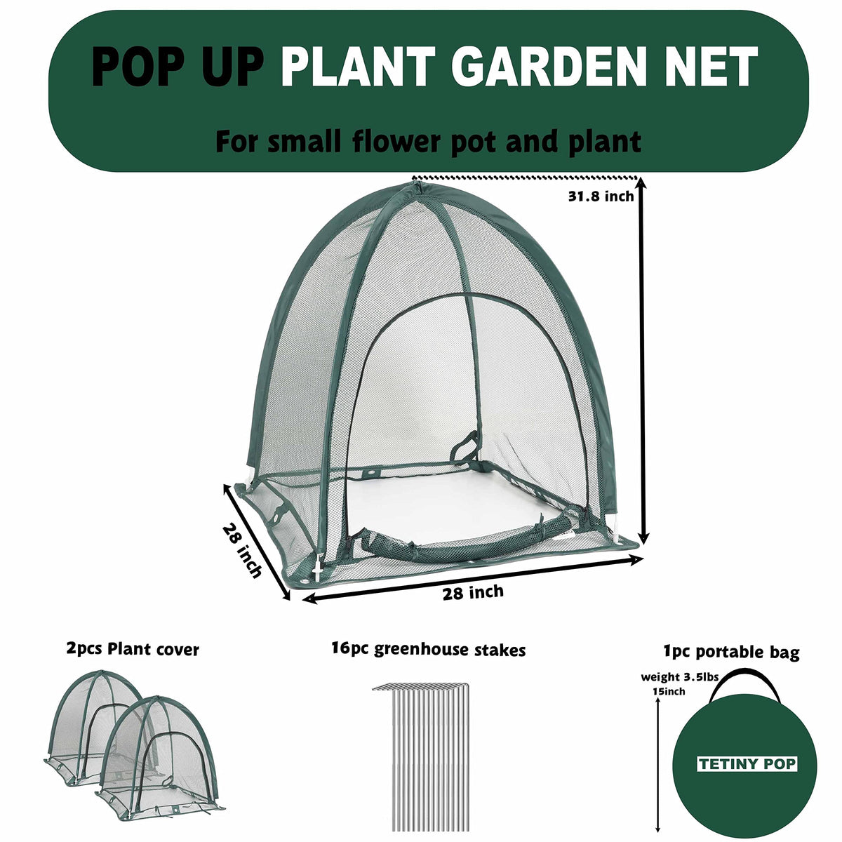 TETINY POP 16 stakes included for stable placement in windy gardens.