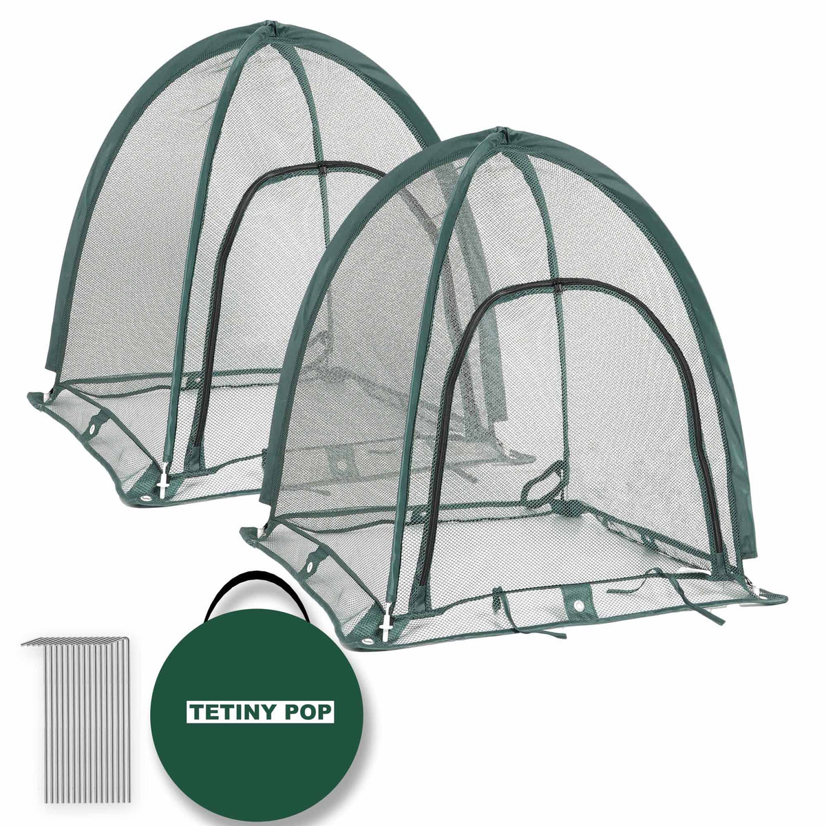 TETINY POP netting shown with quick assembly for easy garden protection.