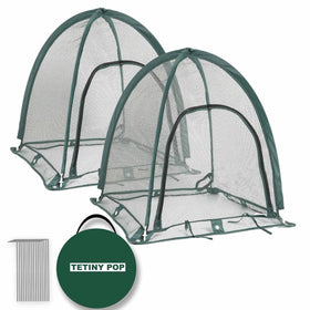 TETINY POP netting shown with quick assembly for easy garden protection.