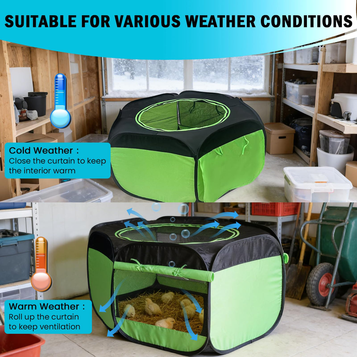 Tetuga brooder box easy clean with durable Oxford cloth.