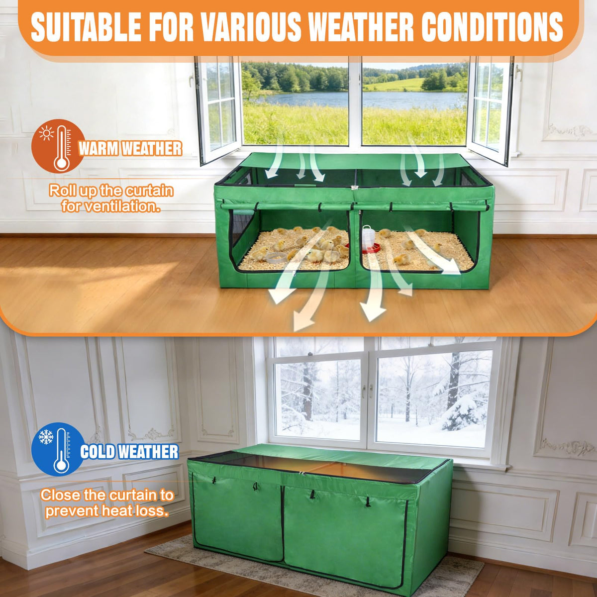 Tetuga Brooder Box zippered doors for easy access and ventilation.