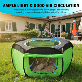 Tetuga chick brooder indoors outdoors with breathable mesh.