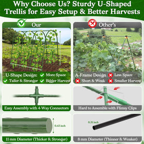 Tetutor cucumber trellis with metal core resists rust and water damage.