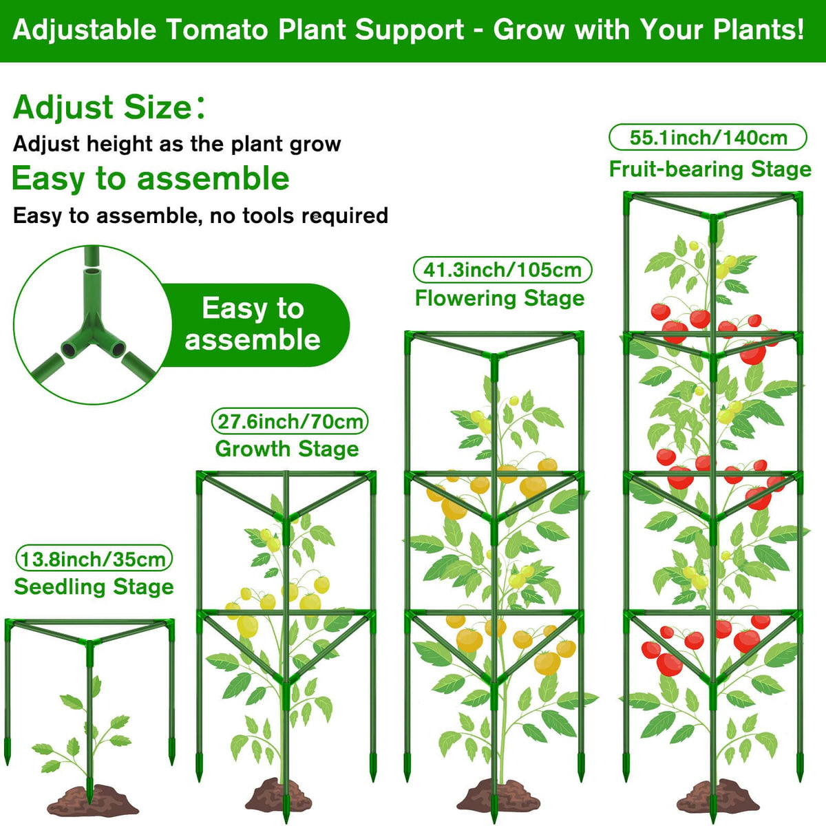Height-adjustable trellis supports plants from 13.78 to 55.12 inches