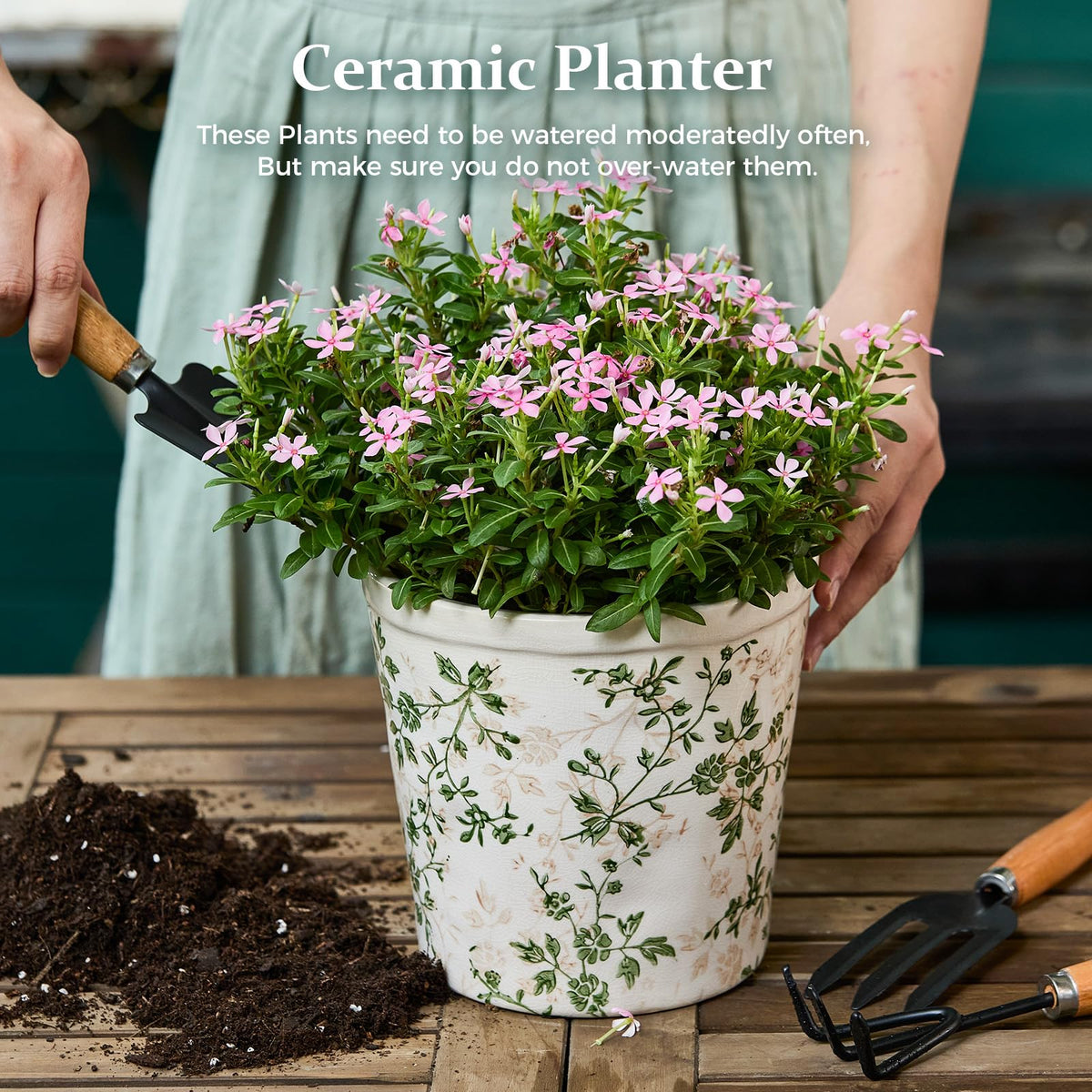 Teweiqi ceramic planter wide-mouth design for easy planting