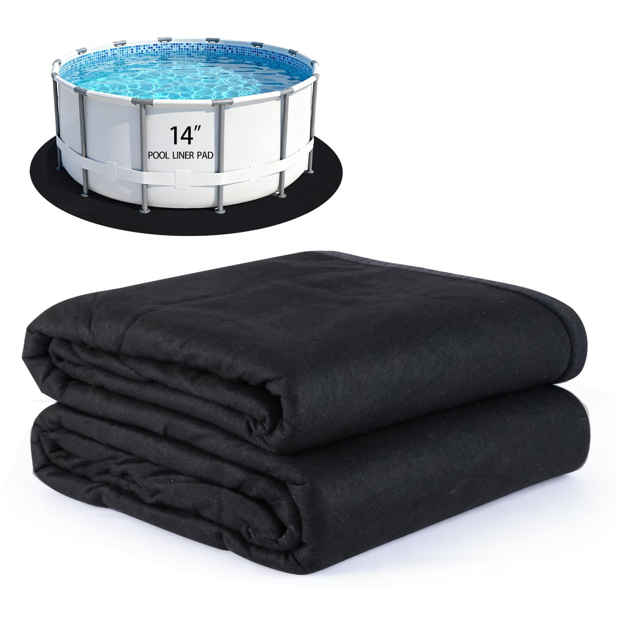 Tezhile TezhiIe pool liner mat beneath a round pool showing puncture protection and a smooth bottom.