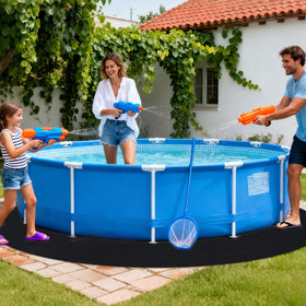 Tezhile TezhiIe weed-blocking pool mat preventing weed growth near pool edge.