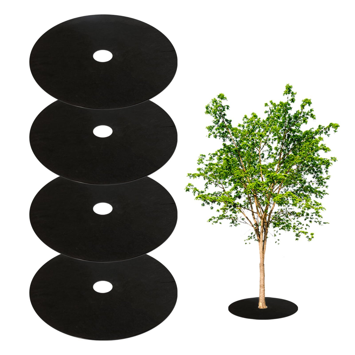 Tezhile tree mulch ring with center hole for easy placement around roots.