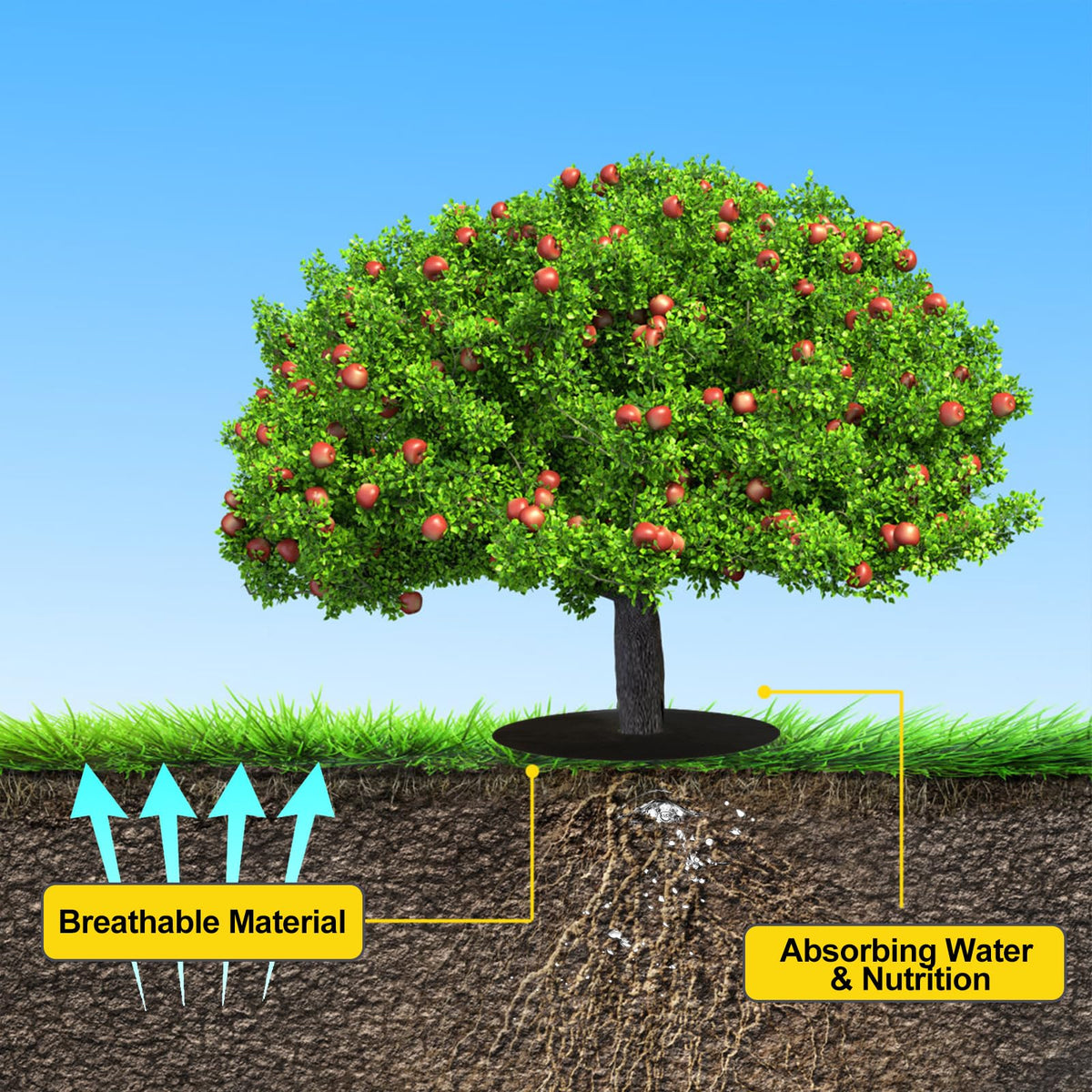Tezhile water-permeable fabric lets air, water, and nutrients reach plant roots.