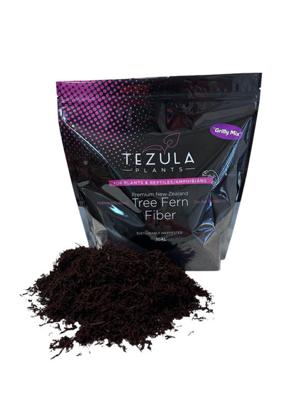 Tezula Plants gritty tree fern bag with coarse texture for improved drainage and aeration.