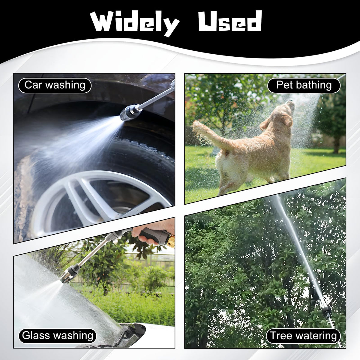 TFSUDI WaterBlitz rotating head demonstrates 360 degree spray coverage