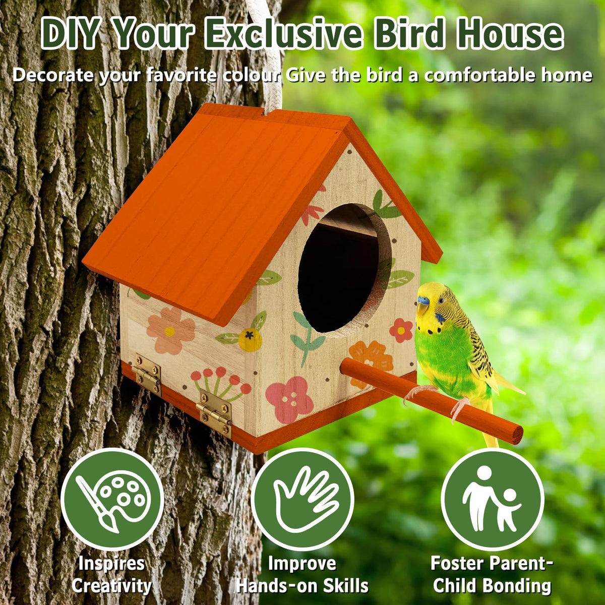 Tfwadmx birdhouse interior with a cozy perch for tiny birds.