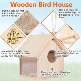 Tfwadmx wooden bird house hanging design suitable for balcony or tree