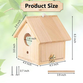 Tfwadmx wooden bird house plexiglass perch enabling easy bird watching