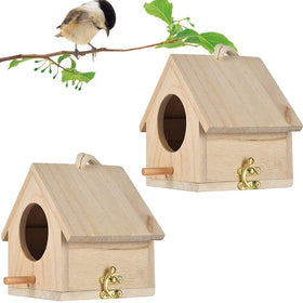 Tfwadmx wooden birdhouse with log-cabin design inviting small birds to shelter safely.