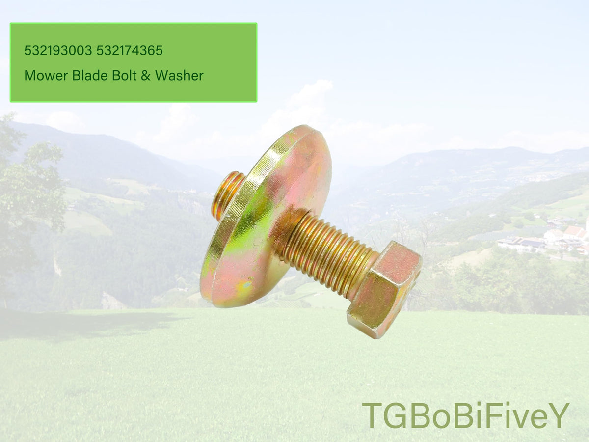 TGBoBiFiveY blade bolts and washer close-up highlighting sturdy construction.