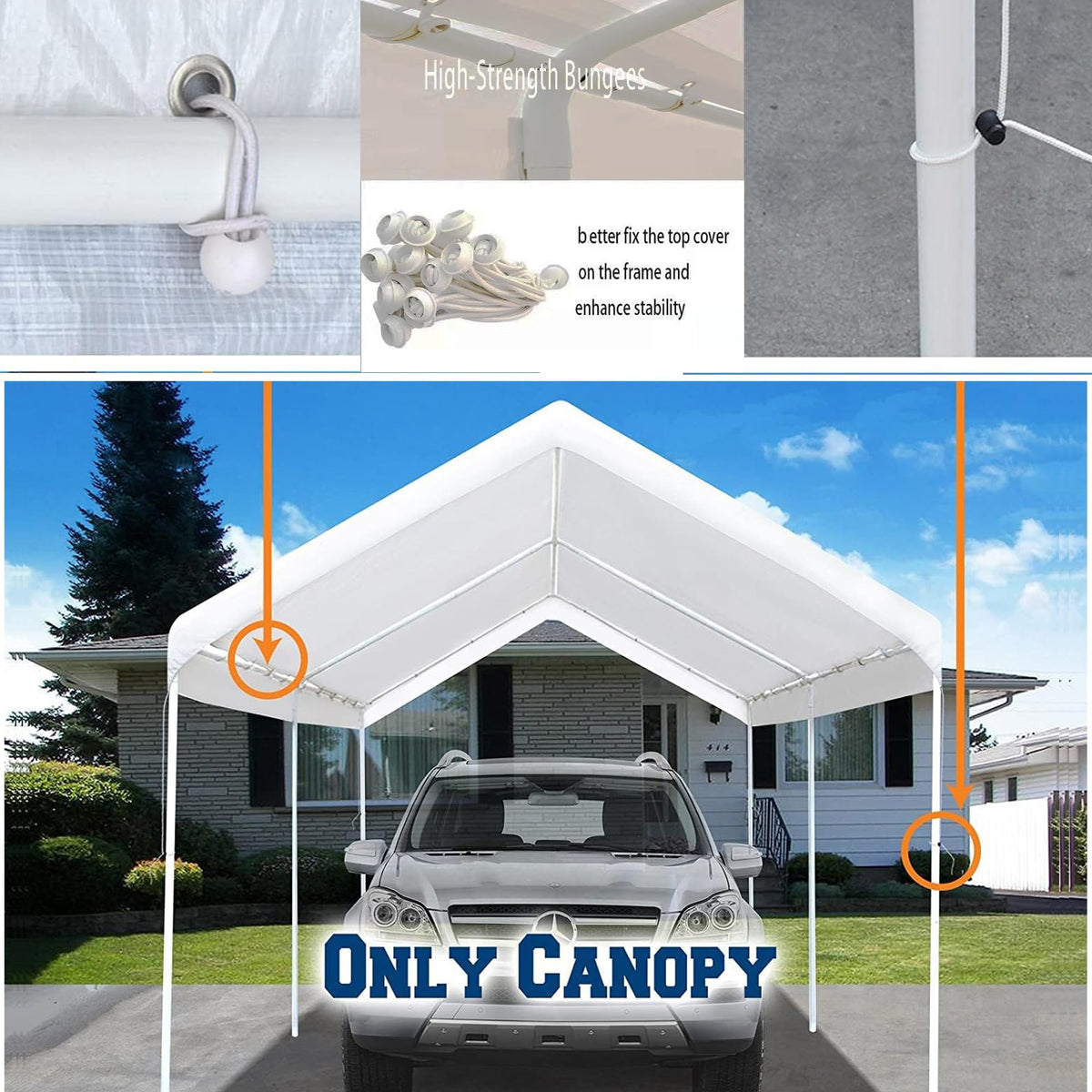 TGEHAP edge-sealed canopy corner detail shows reinforced seams for drip-free protection.