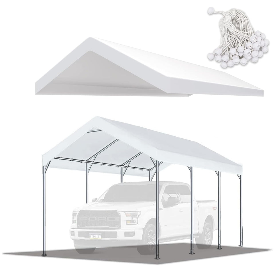 TGEHAP upgraded carport cover 10x20 top view, durable waterproof top for shelter.