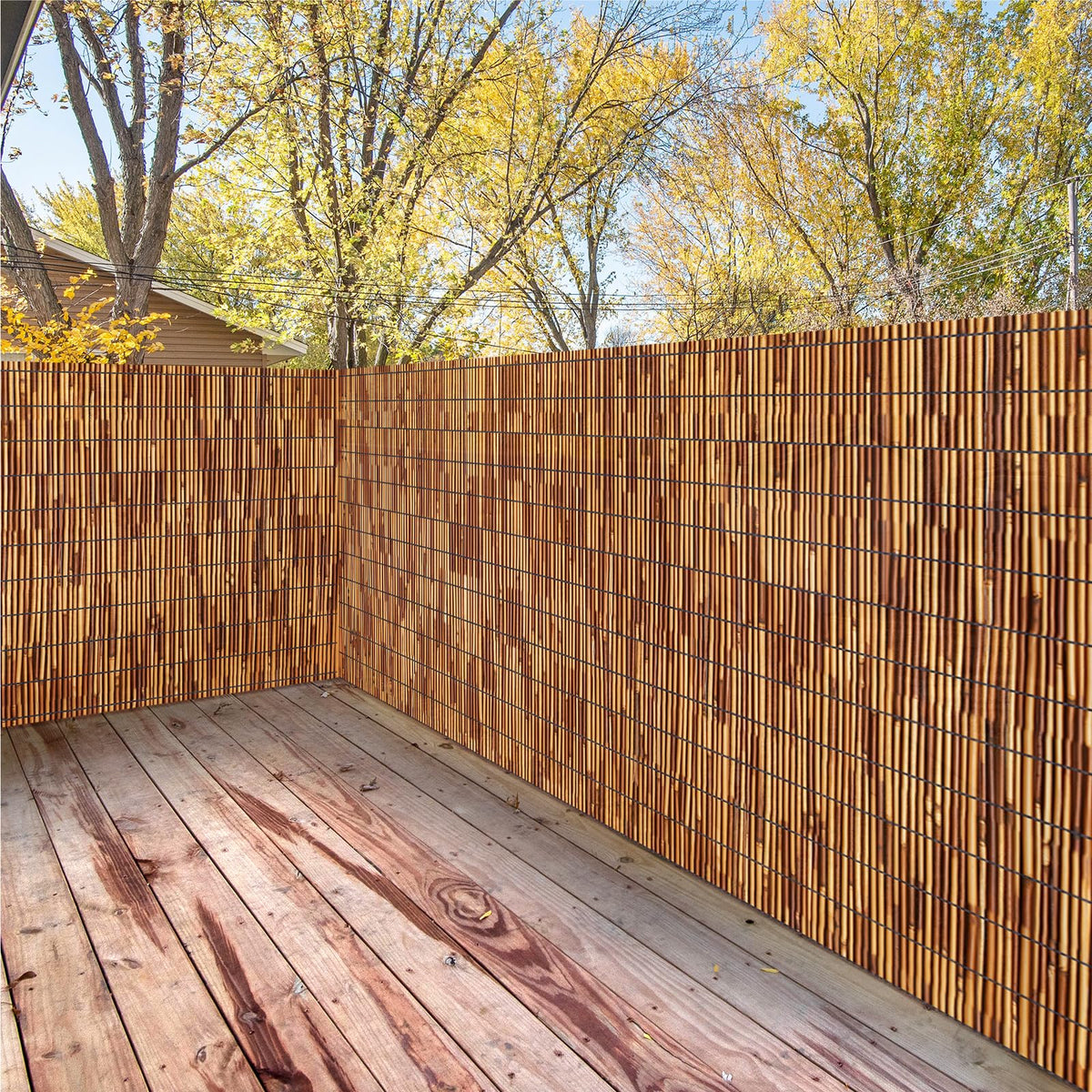 Tgzwme patio balcony decor using natural reed fence for softer lines