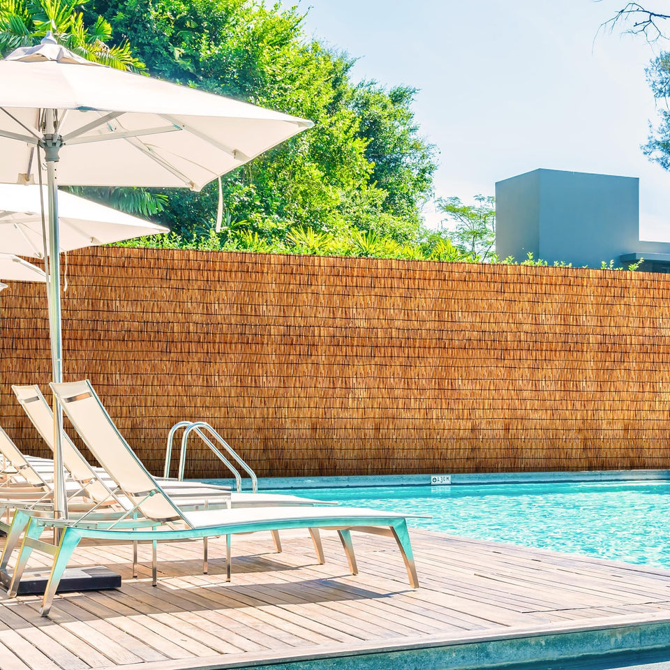 Tgzwme reed fence roll 6ft by 16.4ft brown adds privacy with natural texture