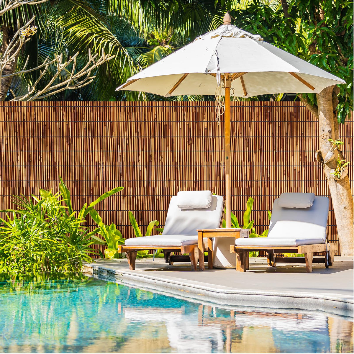 Tgzwme reed screen curtain outdoor brown provides shade while letting light through