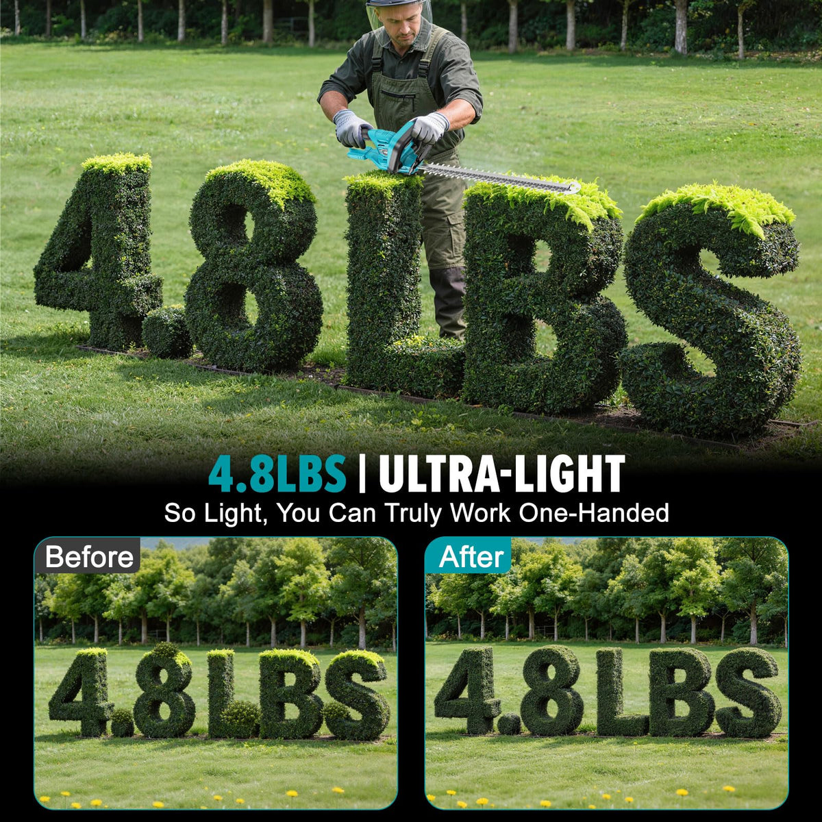 Cordless operation ideal for yard work anywhere