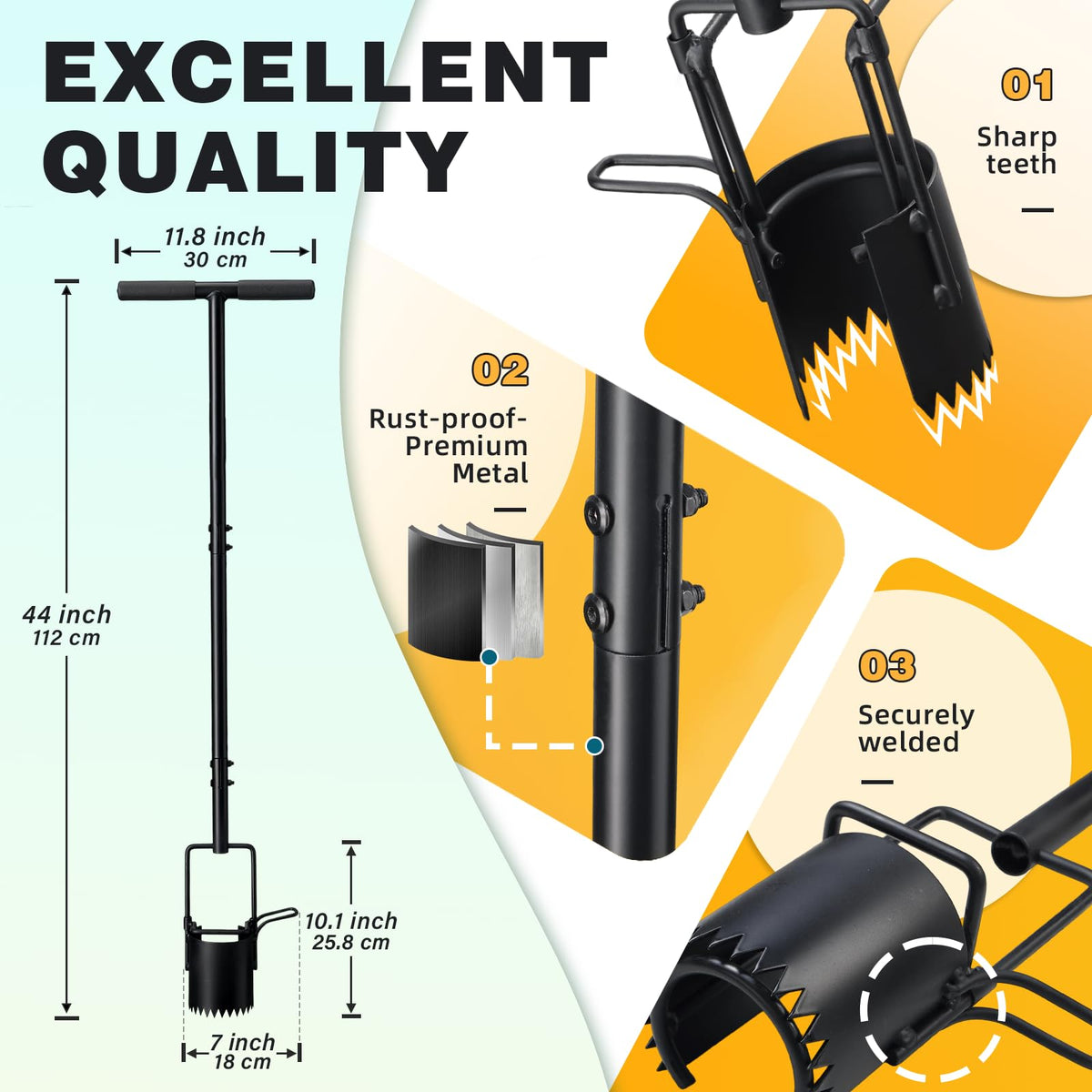 THANKSFINE serrated teeth for efficient soil and root cutting during planting.