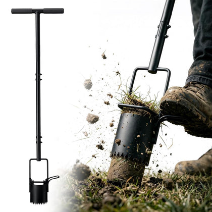 THANKSFINE sod plugger tool with steel construction for long-lasting lawn work.