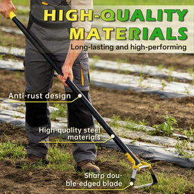THANKSFINE Stirrup Hoe sturdy steel construction provides reliable performance in tough soil.