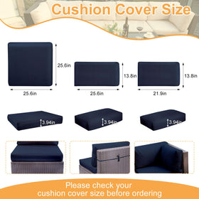 Thankyall navy cushion cover back view with adjustable ties for a secure fit