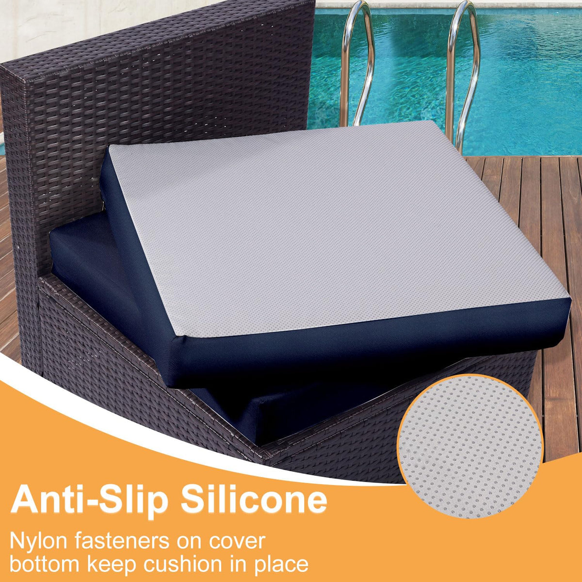 Thankyall navy cushion cover fabric detail highlighting durable material