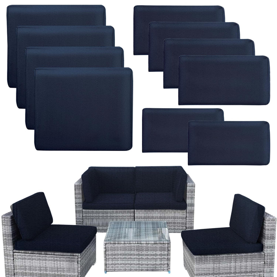 Thankyall navy cushion cover front view with zipper for easy replacement on outdoor sofas
