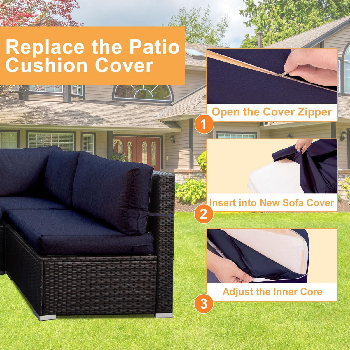 Thankyall navy cushion cover UV protection for color longevity