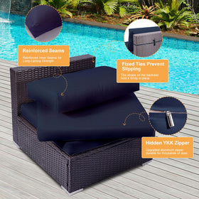 Thankyall navy cushion cover showing zipper closure and reinforced stitching