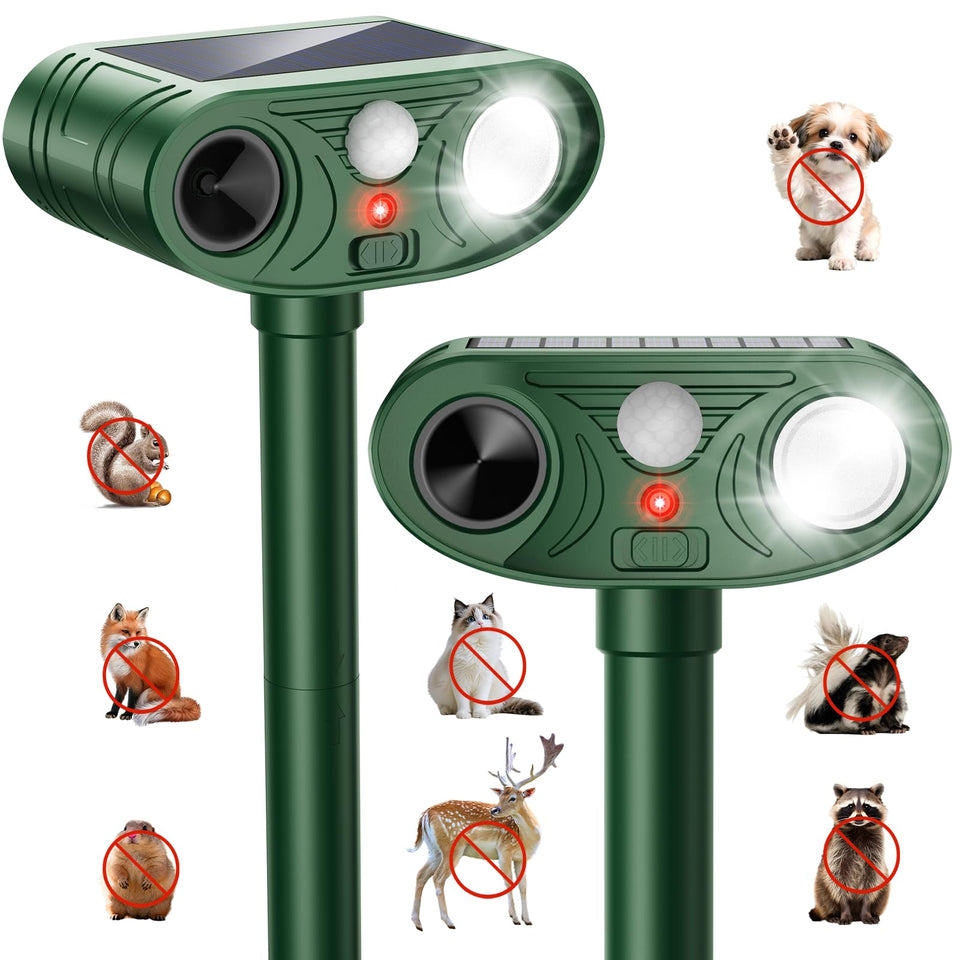 Thcritter 2026 ultrasonic solar animal repeller in action deters wildlife outdoors.