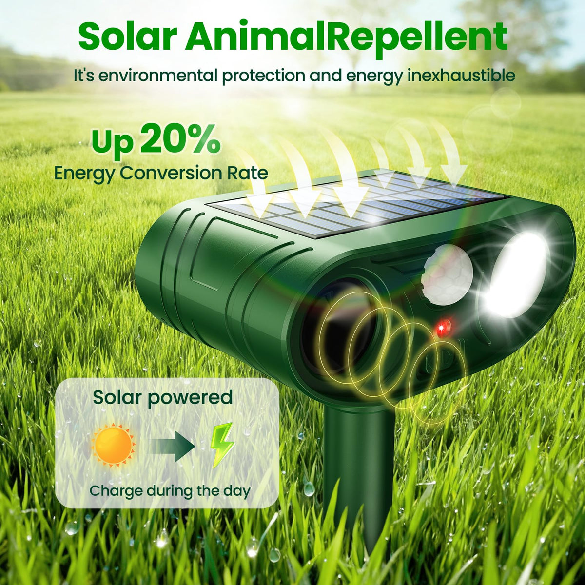 Thcritter bright LED flash light enhances visibility and acts as a visual cue.
