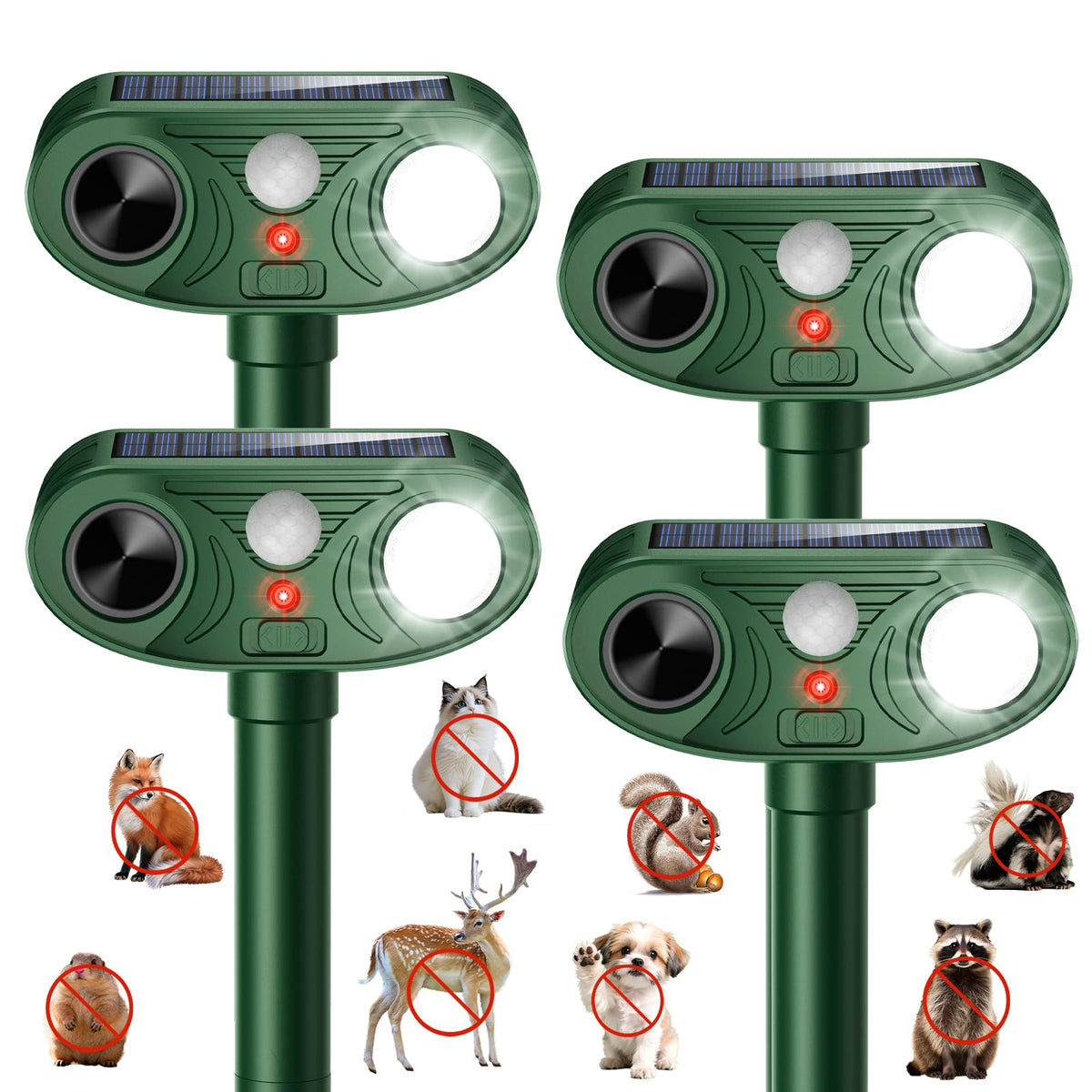 Thcritter ultrasonic solar animal repellent in outdoor setup deters garden pests.
