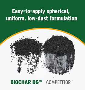 Lawn seeding with BioChar DG promotes soil readiness for new turf.