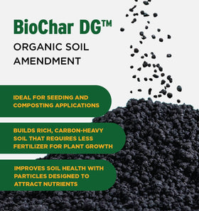 BioChar DG spherical granules provide low dust and broader coverage.