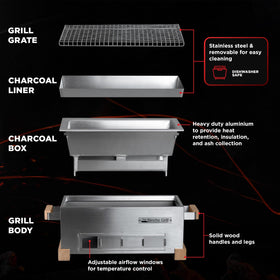 The Bincho Grill's optimized airflow supports high heat and reliable temperature control.